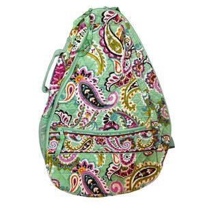 Vera Bradley racket backpack athletic tote bag purse carrier green & pink cotton